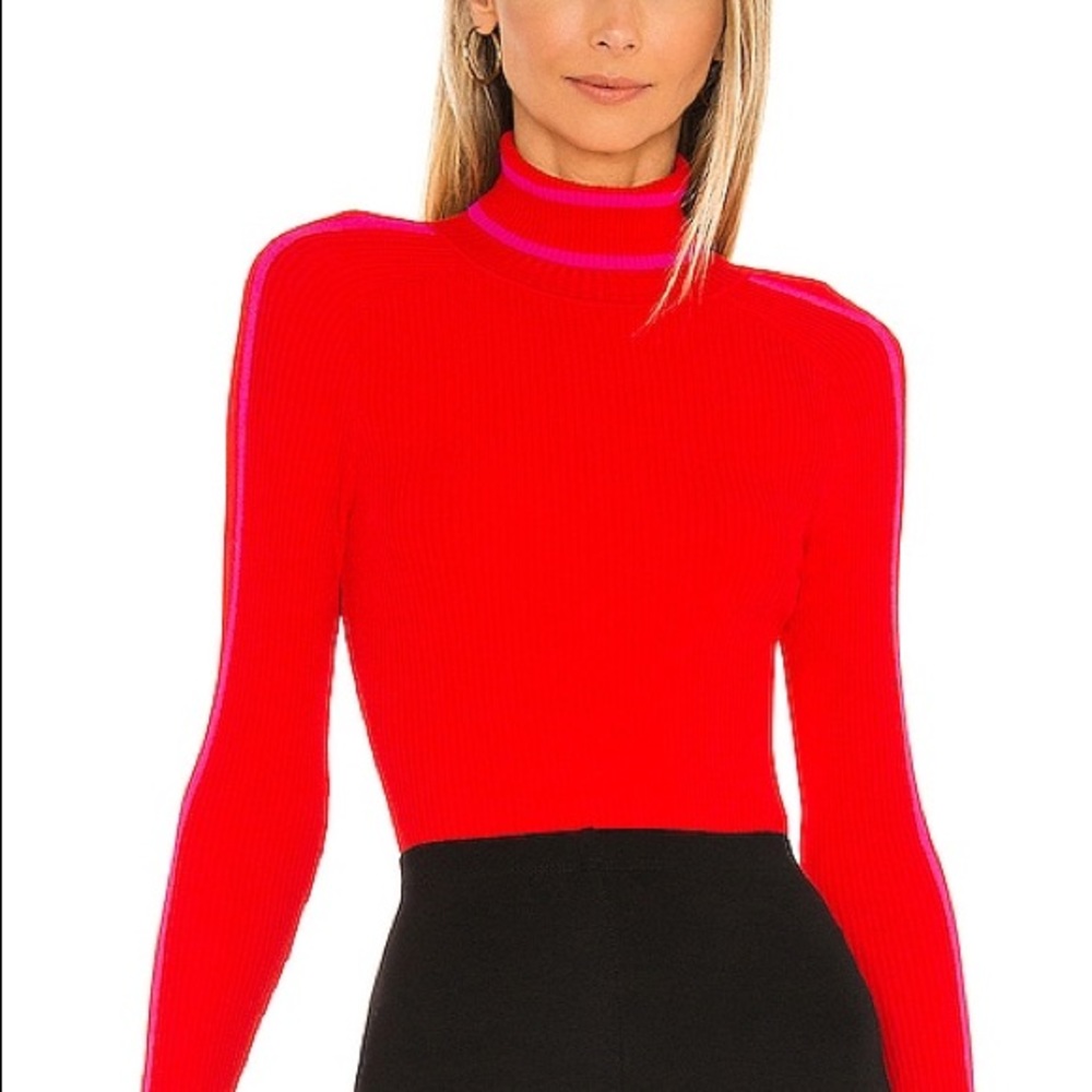 Milly Racer Stripe Top in Real Red & Shock Pink